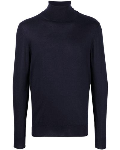 Fedeli Roll-neck Cashmere-silk Sweater - Blue