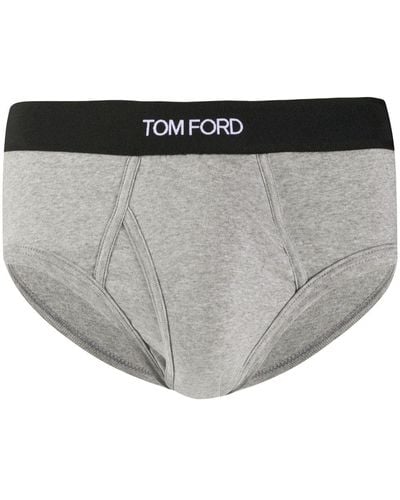 Tom Ford Logo-waistband Briefs - Gray