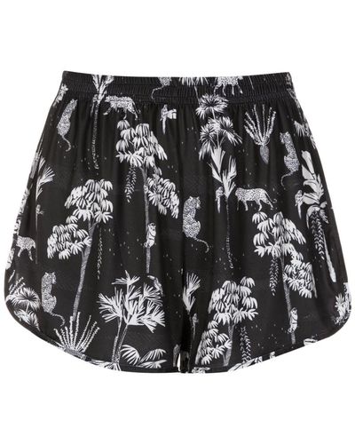 Lygia & Nanny Lee Botanical-print Mini Shorts - Black