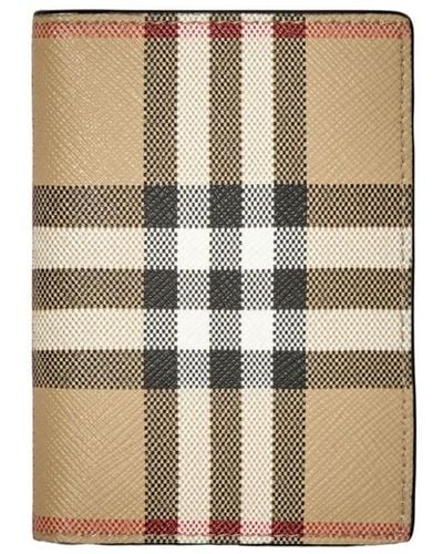 Burberry Vintage Check Leather Wallet - Natural