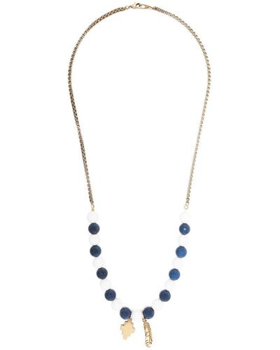 Marcelo Burlon Cross Beads Charm Necklace - Blue