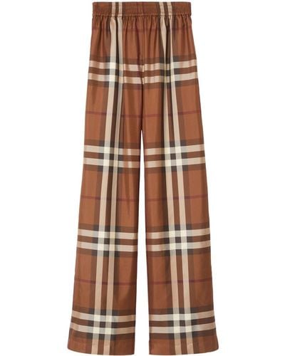 Burberry Alex Vintage-check Silk Trousers - Brown