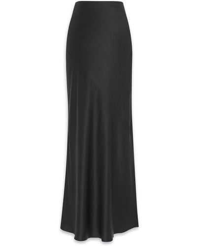 Saint Laurent Satin Long Skirt - Black
