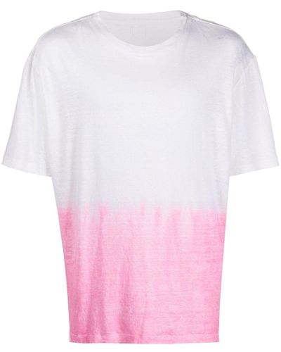 120% Lino T-shirt con fantasia tie dye - Rosa