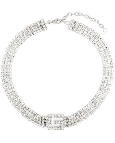 Gucci Square G Halskette mit Kristallen - Weiß