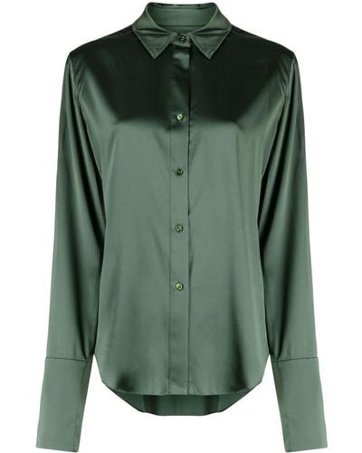 Twp Long-sleeve Stretch-silk Shirt - Green