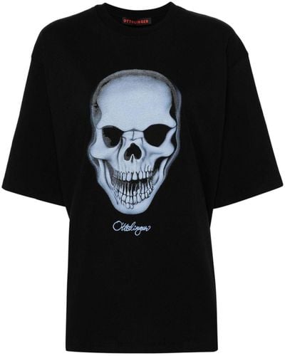 OTTOLINGER Katoenen T-shirt Met Doodskopprint - Zwart