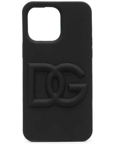 Dolce & Gabbana Coque logo DG pour iPhone 14 Pro Max en caoutchouc - Noir