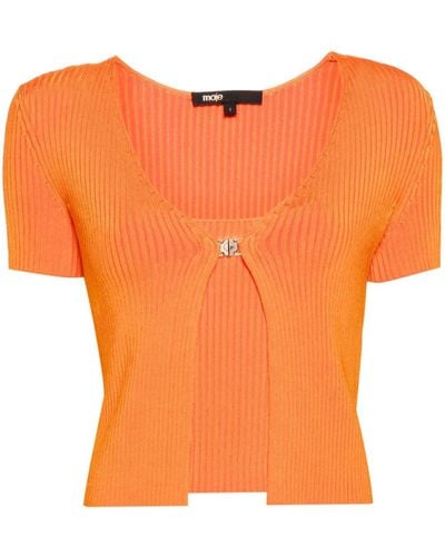 Maje Layered Ribbed Crop Top - Orange