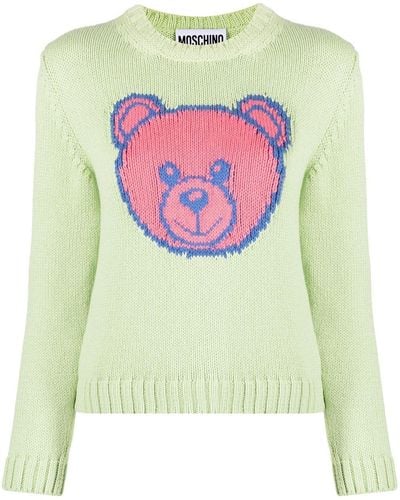 Moschino Intarsien-Pullover mit Teddy - Grün