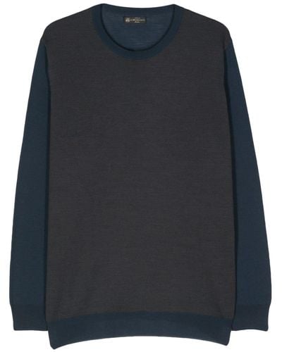 Corneliani Crew-neck Knitted Wool Sweater - Blue