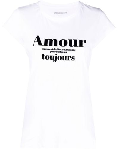 Zadig & Voltaire Skinny Amour Toujours Printed T-shirt - White