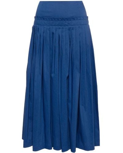 Semicouture Pleat-detail Maxi Skirt - Blue
