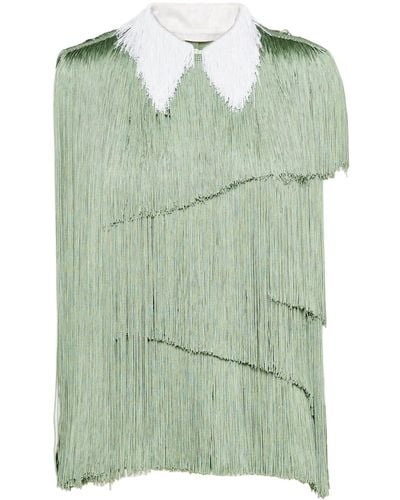 Prada Organza-Bluse mit Fransen - Grün