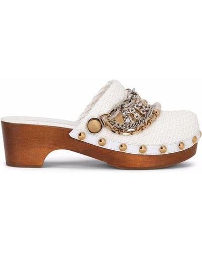 Dolce & Gabbana Chain-embellished Clog Mules - White