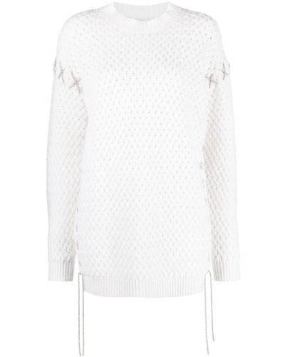 GIUSEPPE DI MORABITO Decorative-stitches Knitted Minidress - White