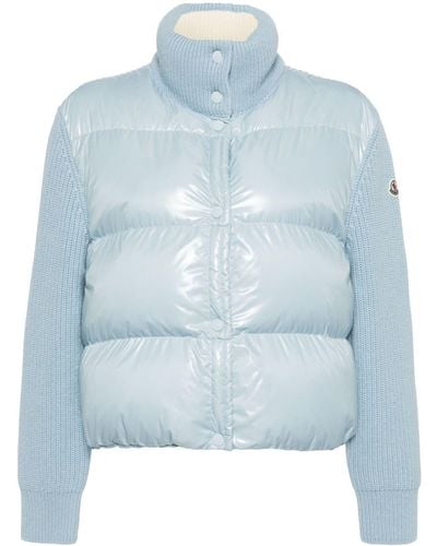 Moncler Quilted Wool Cardigan - Blue