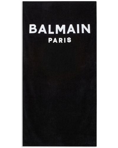 Balmain Logo-print Cotton Beach Towel - Black