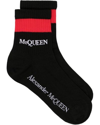 Alexander McQueen ストライプトリム 靴下 - ブラック