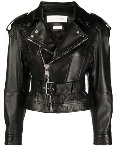 Alexander McQueen Leather Biker Jacket - Black