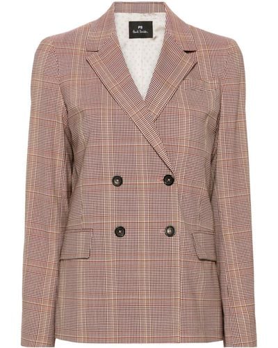 PS by Paul Smith Single-breasted Check-pattern Blazer - Brown