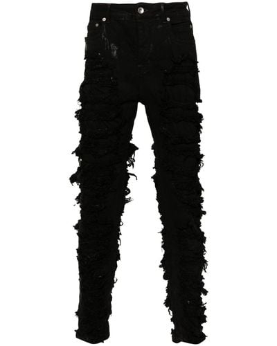 Rick Owens Detroit Distressed Skinny Jeans - Black