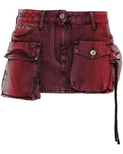 The Attico Cargo Denim Miniskirt - Red