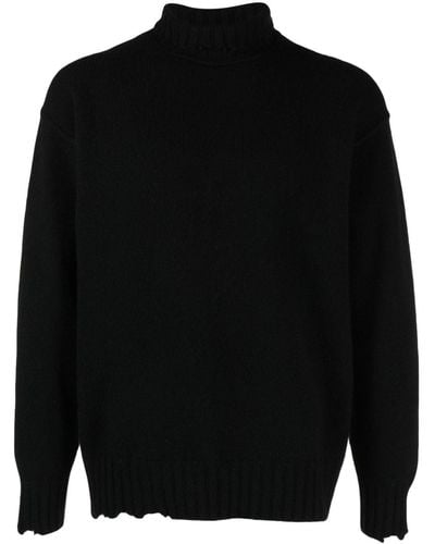 Isabel Benenato Distressed-effect Roll-neck Sweater - Black