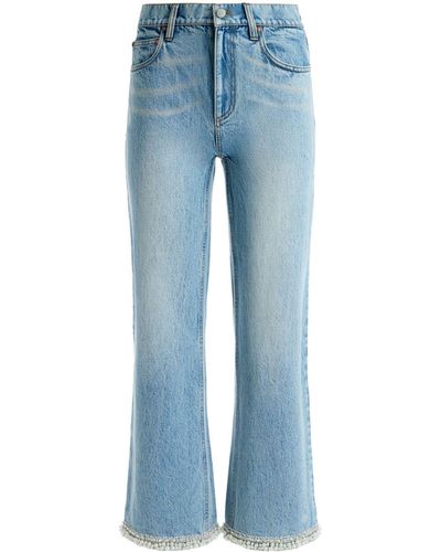 Alice + Olivia Ora Embellished Wide-leg Jeans - Blue