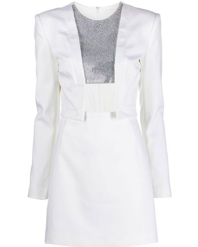 Genny Tailored Rhinestone-embellished Mini Dress - White