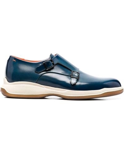 Santoni Double-buckle Monk Shoes - Blue