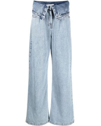 ROKH Weite Jeans im Layering-Look - Blau