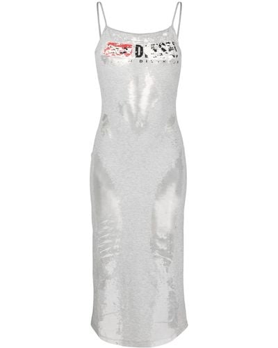 DIESEL D-hoper-devo Jersey Dress With See-through Effect - White