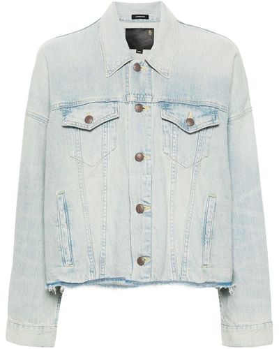 R13 Cropped Denim Jacket - Women's - Cotton/leather - Blue