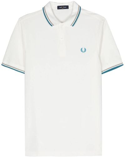Fred Perry Logo-embroidered cotton polo shirt - Weiß
