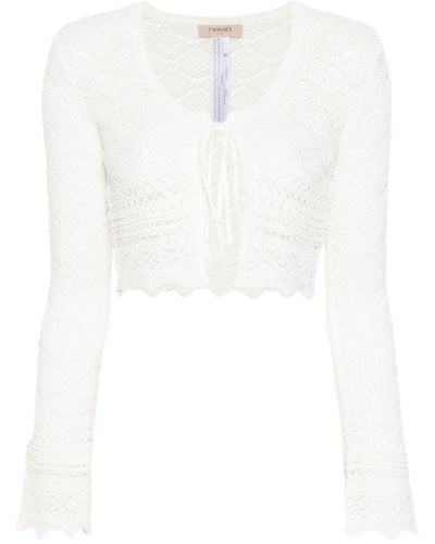 Twin Set Open-knit Cardigan - White