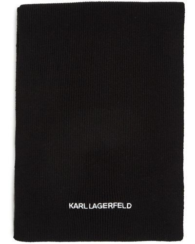 Karl Lagerfeld K/essential Ribbed-knit Scarf - Black