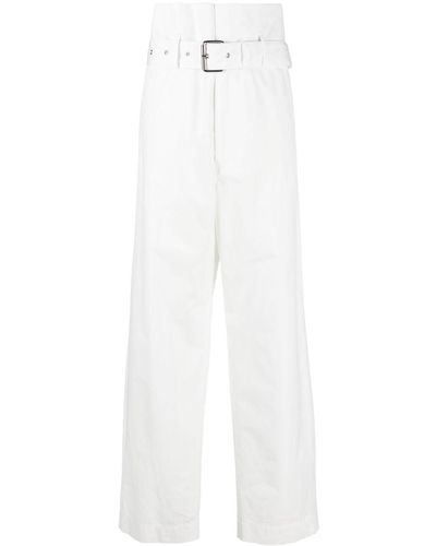 Plan C Belted Wide-leg Pants - White