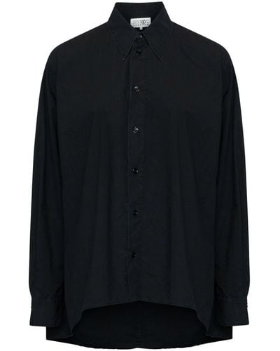 MM6 by Maison Martin Margiela Point-collar Cotton Shirt - Black