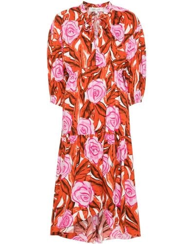 Diane von Furstenberg Artie Palm Floral-print Dress - Red