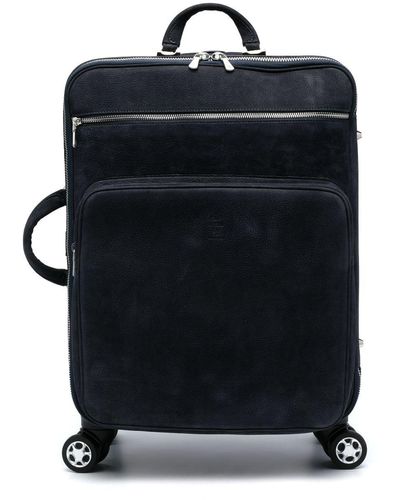 Eleventy Pebbled-leather Rolling luggage - Black