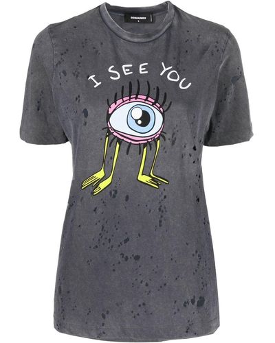 DSquared² I See You ダメージtシャツ - グレー