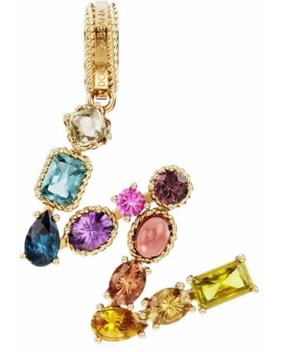 Dolce & Gabbana 18kt Yellow Gold W Letter Gemstone Pendant - Metallic