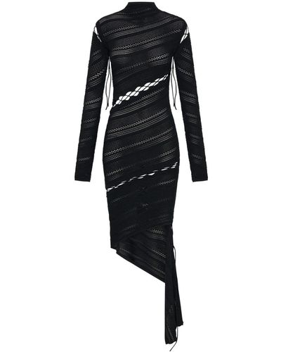 Dion Lee Coiling Asymmetric Crochet Dress - Black