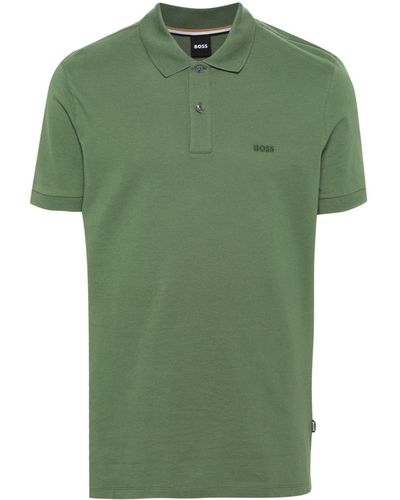 BOSS Logo-embroidered Cotton Polo Shirt - Green