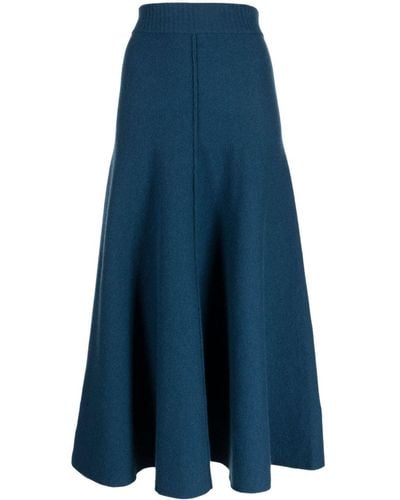 Pringle of Scotland Wool-blend Knitted Midi Skirt - Blue