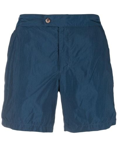 Canali Off-centre Fastening Swim Shorts - Blue