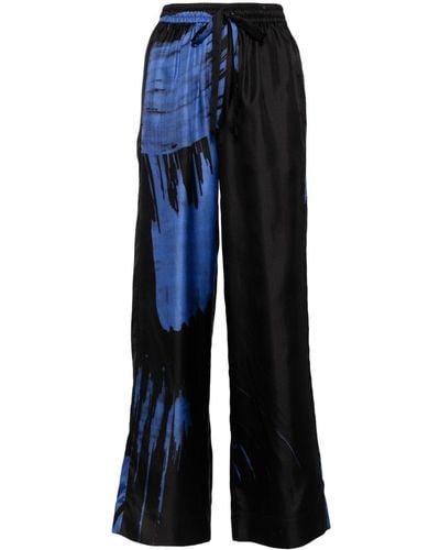 Lee Mathews Pantalon ample Pip en soie - Bleu