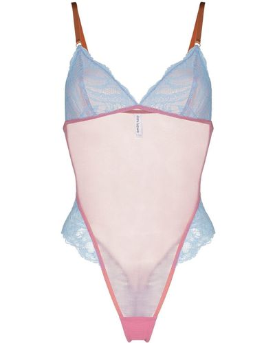Dora Larsen Penelope Body aus transparenter Spitze - Pink