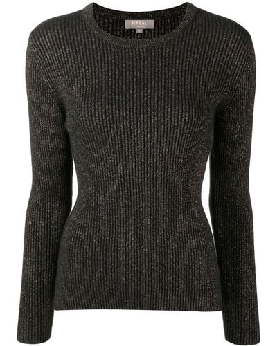 N.Peal Cashmere Metallic-thread Cashmere Sweater - Black